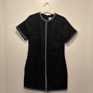 DISSH Black Mini Dress with White Trim